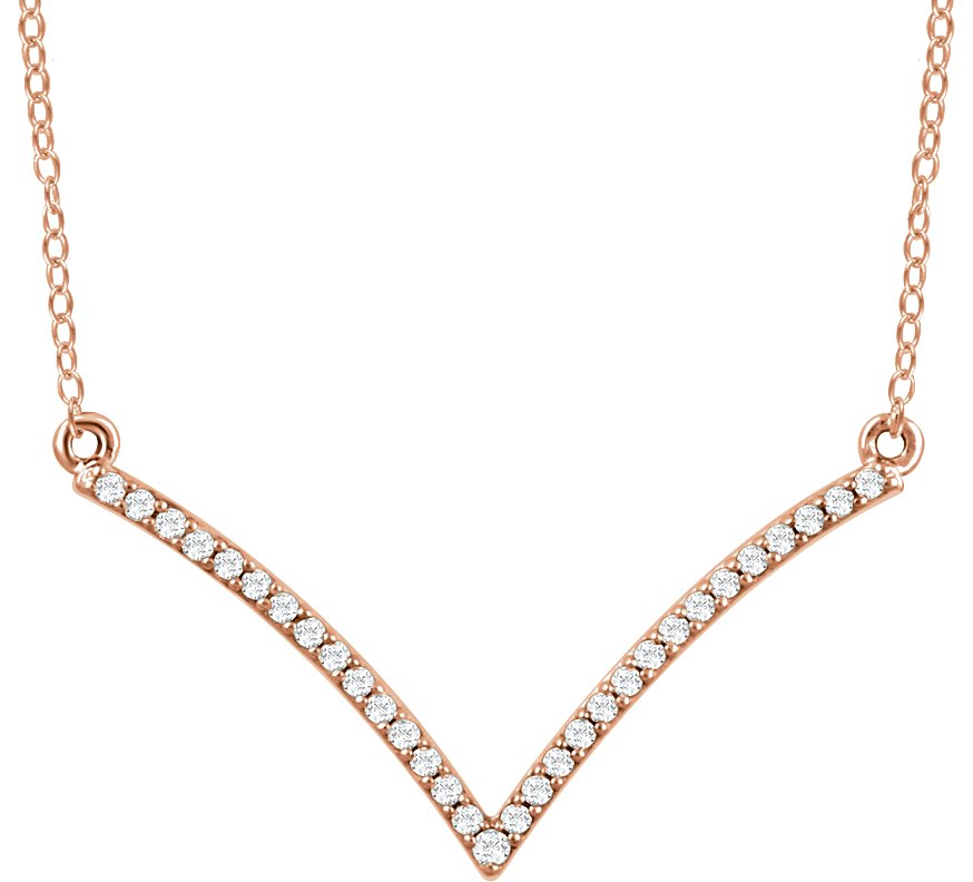 14K Rose 1/6 CTW Natural Diamond V 18 Necklace