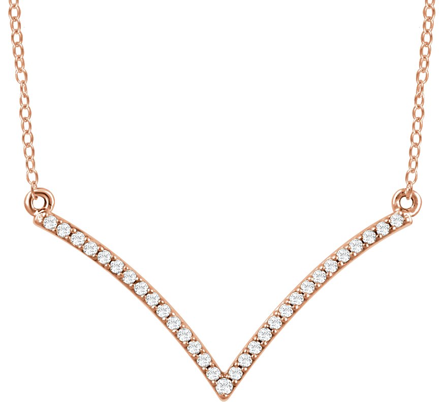 Diamond V Necklace, 14K Rose / 16 in.