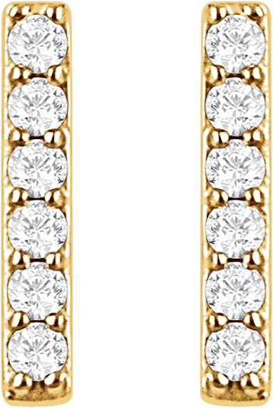 14K Yellow 1/10 CTW Natural Diamond Bar Earrings