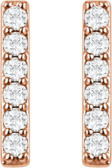 14K Rose 1/10 CTW Natural Diamond Bar Earrings