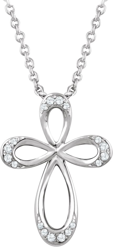 Sterling Silver .10 CTW Diamond Cross 18 inch Necklace Ref. 11590495