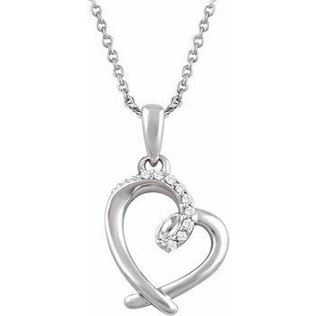 Sterling Silver .05 CTW Diamond Heart 16 18 inch Necklace Ref. 11590493