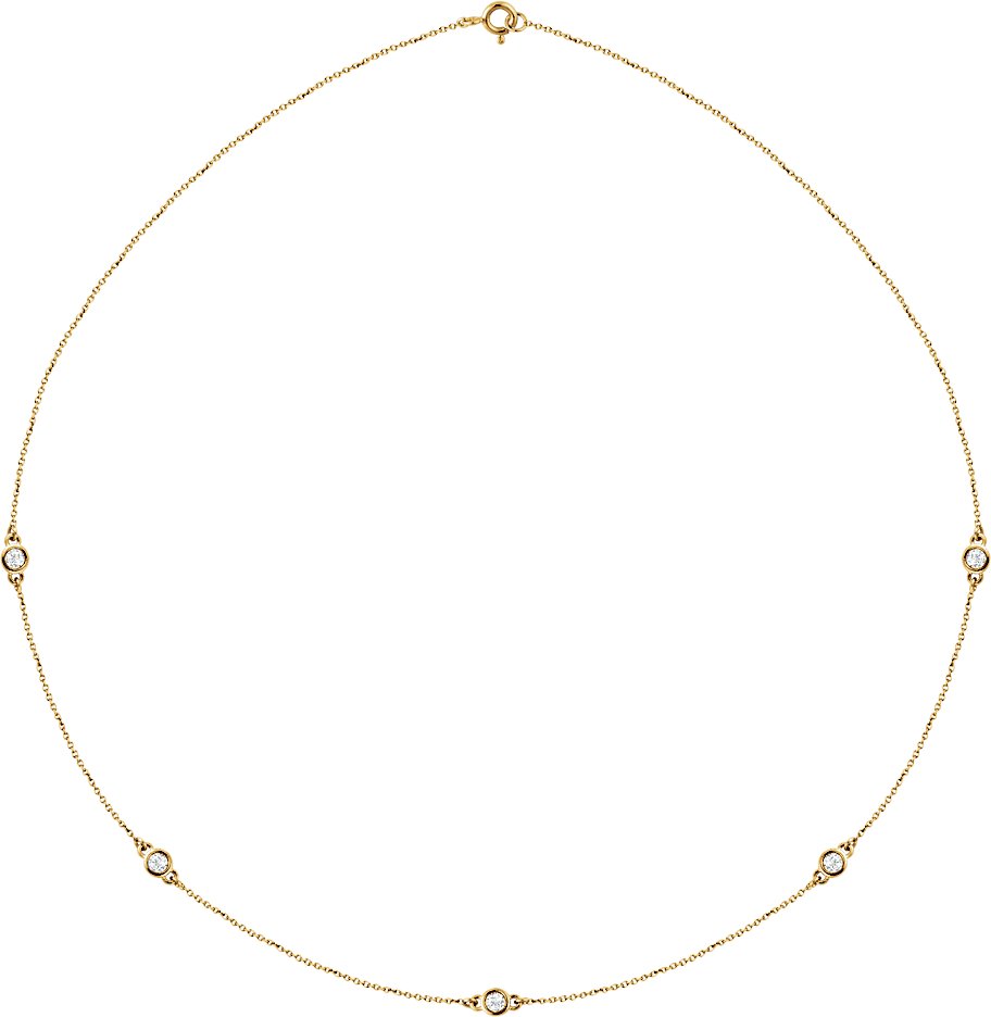 14K Yellow 1/2 CTW Natural Diamond 5-Station 18" Necklace