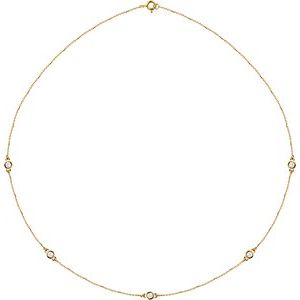 14K Yellow 1/2 CTW Natural Diamond 5-Station 18" Necklace