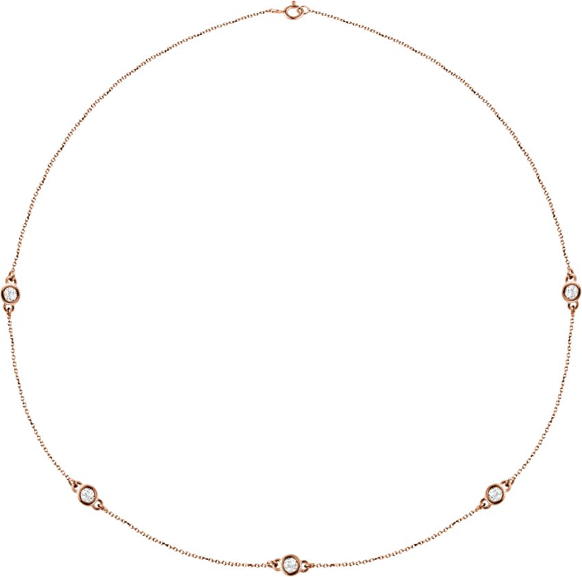 14K Rose 1 CTW Natural Diamond 5-Station 18" Necklace