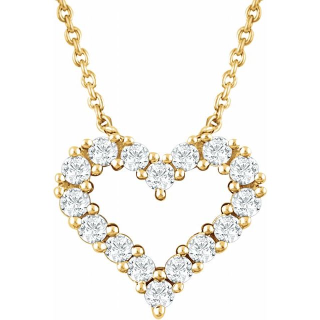 14K Yellow 1/4 CTW Natural Diamond Heart 18" Necklace