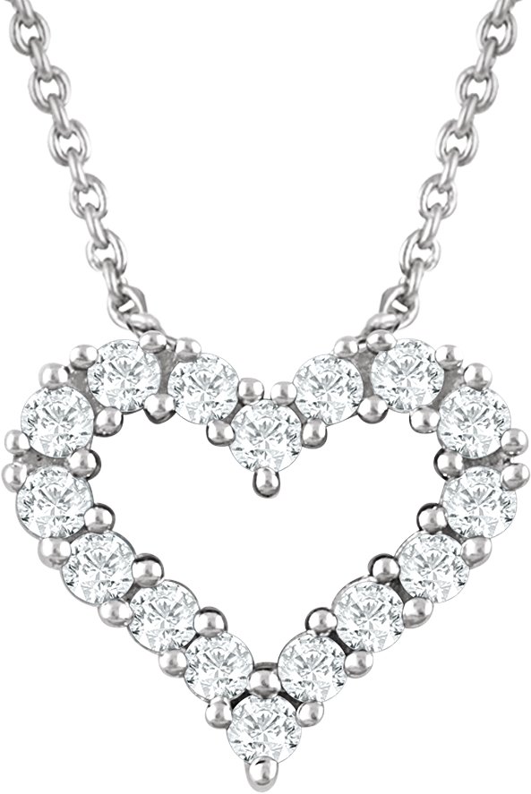 14K White 1/4 CTW Natural Diamond Heart 18" Necklace