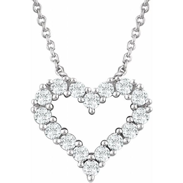 14K White 1/4 CTW Natural Diamond Heart 18" Necklace