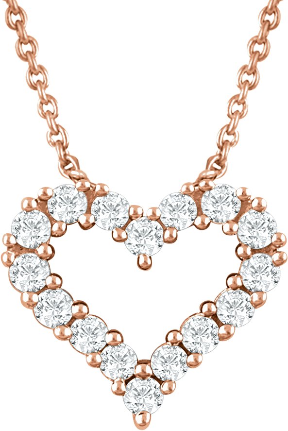 14K Rose 1/4 CTW Natural Diamond Heart 18 Necklace