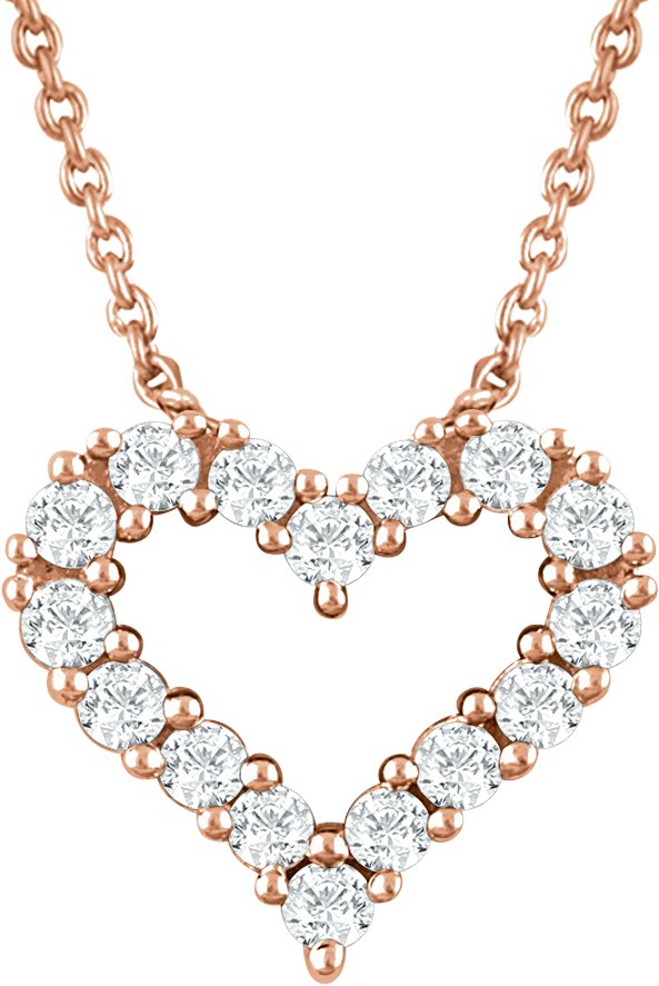 14K Rose 1/4 CTW Natural Diamond Heart 18" Necklace