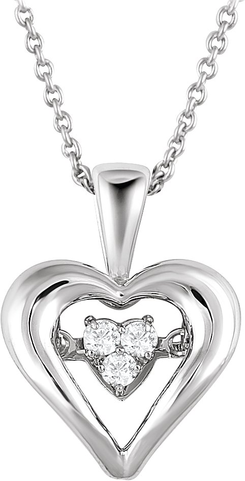 Sterling Silver Mystara® 1/10 CTW Natural Diamond Heart 18" Necklace