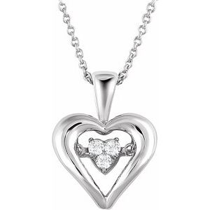 Sterling Silver Mystara® 1/10 CTW Natural Diamond Heart 18" Necklace