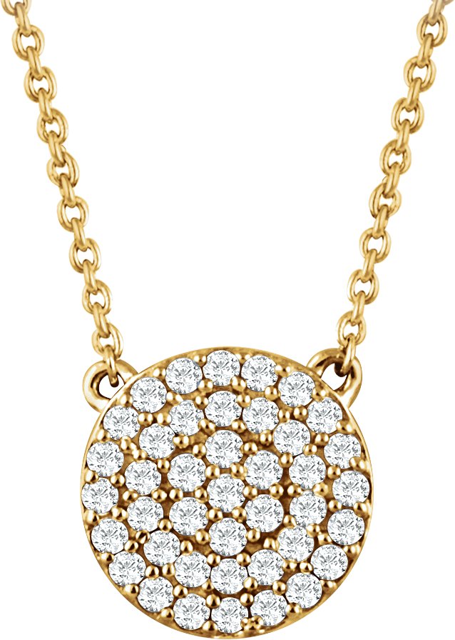 14K Yellow 1/3 CTW Natural Diamond Cluster 16-18" Necklace