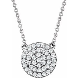 14K White 1/3 CTW Natural Diamond Cluster 16-18" Necklace