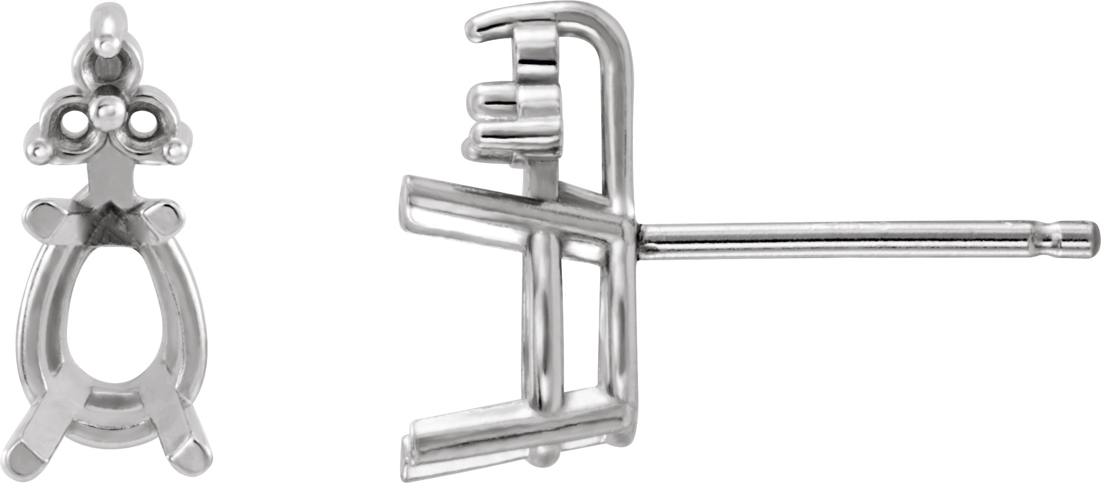Pear 4-Prong Accented Stud Earrings