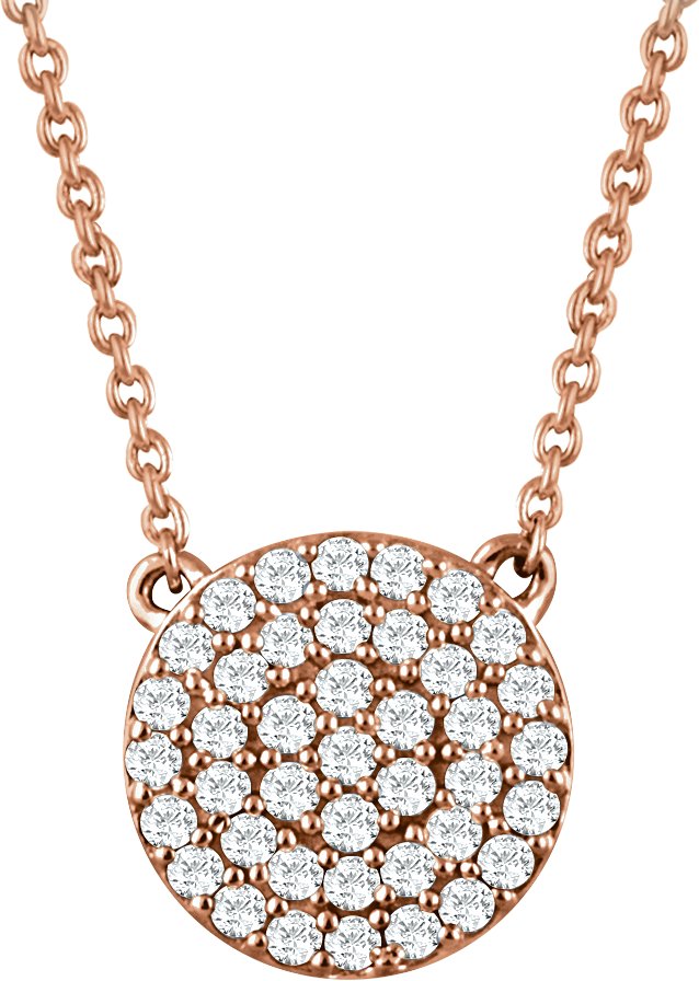 14K Rose 1/3 CTW Natural Diamond Cluster 16-18" Necklace