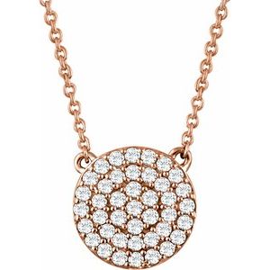 14K Rose 1/3 CTW Natural Diamond Cluster 16-18" Necklace