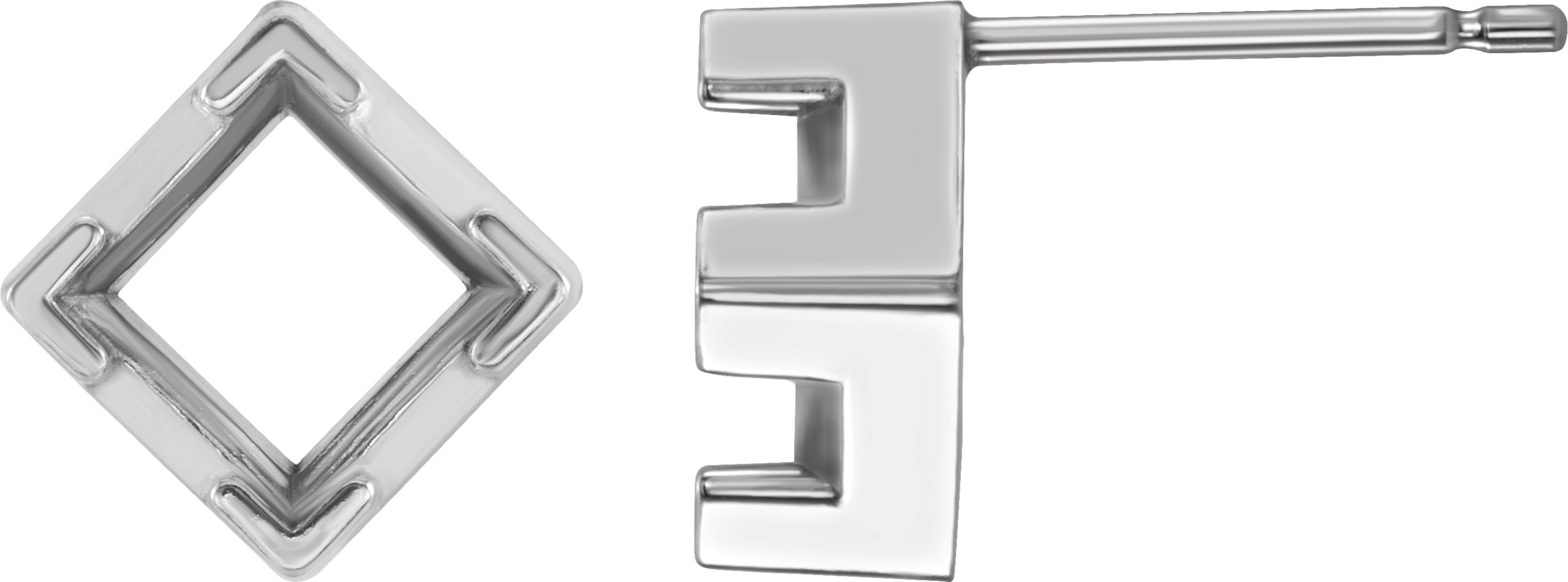 Square 4-Prong V-End Earrings