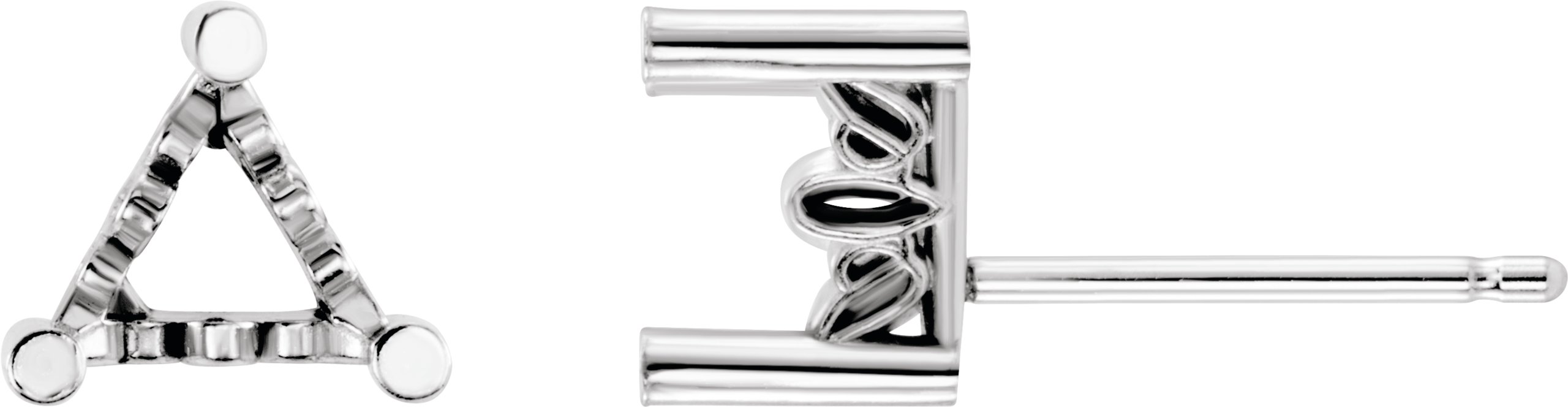 Triangle 3-Prong Scroll Setting® Stud Earrings