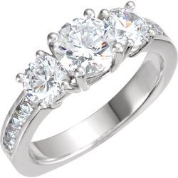 3 Stone Engagement Ring or Band Mounting