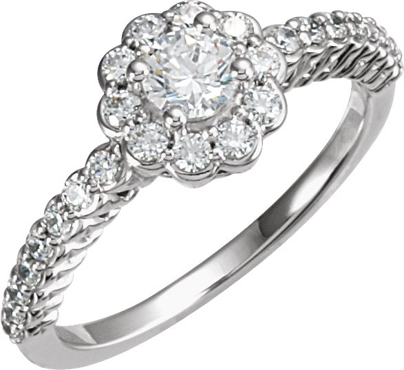 10K Rose Cluster Engagement Ring Mounting