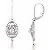 Sterling Silver Freshwater Cultured Pearl and .05 CTW Diamond Earrings Ref. 3635266