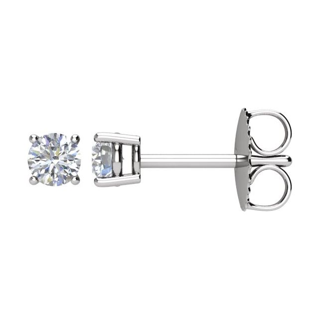 14K White 1/8 CTW Diamond Stud ingle Earring