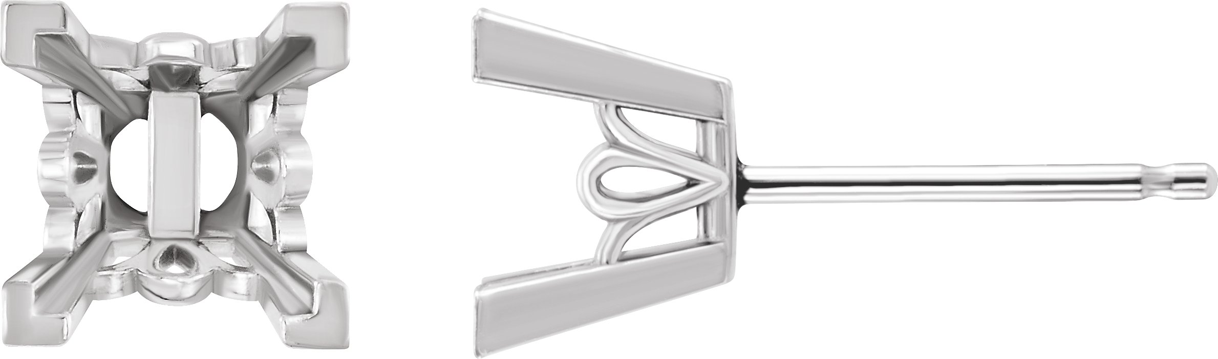 Square 4-Prong V-End Scroll Setting® Earrings
