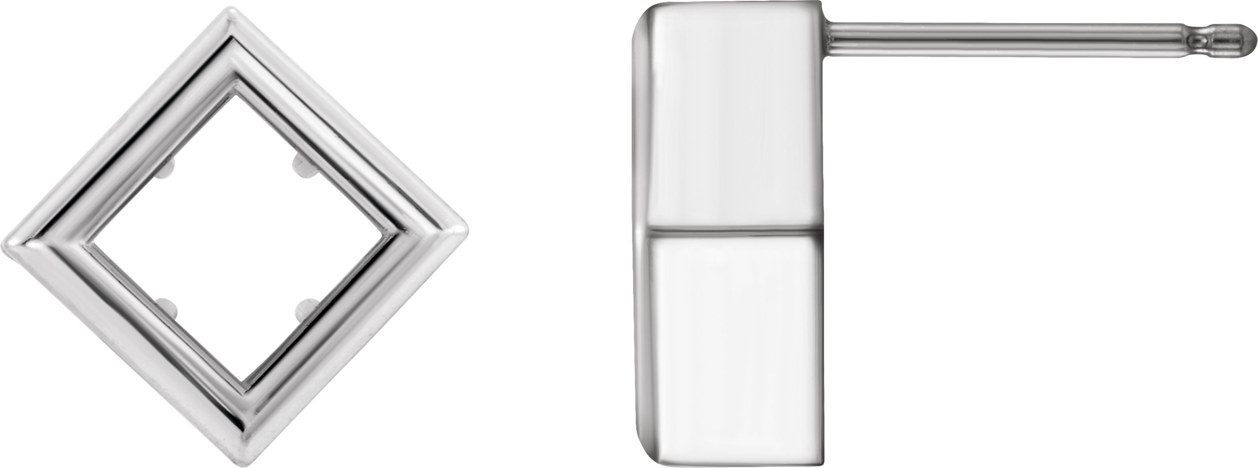 Princess/Square Back-Set Bezel Earring Mounting