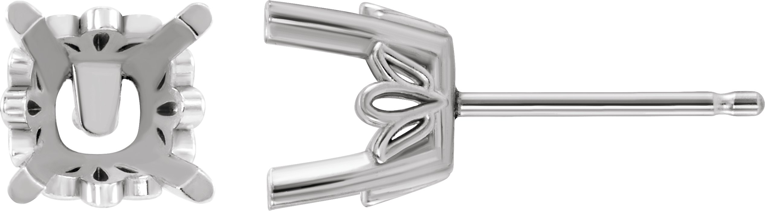 Cushion 4-Prong Scroll Setting® Stud Earrings