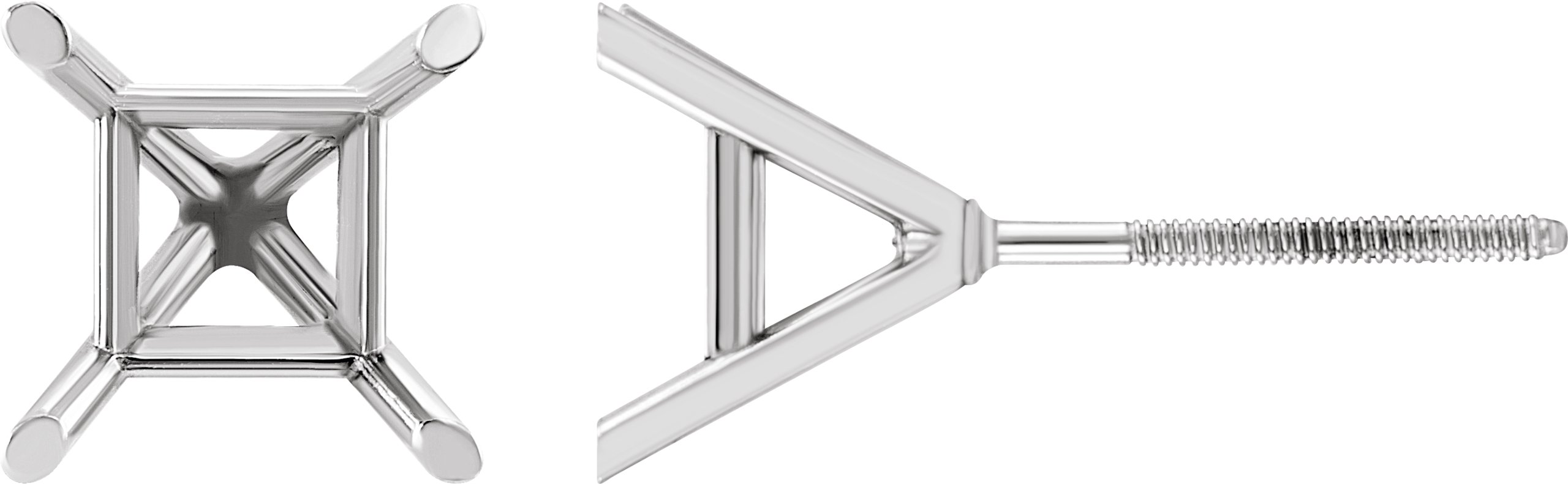 Square 4-Prong Cocktail-Style Stud Earrings