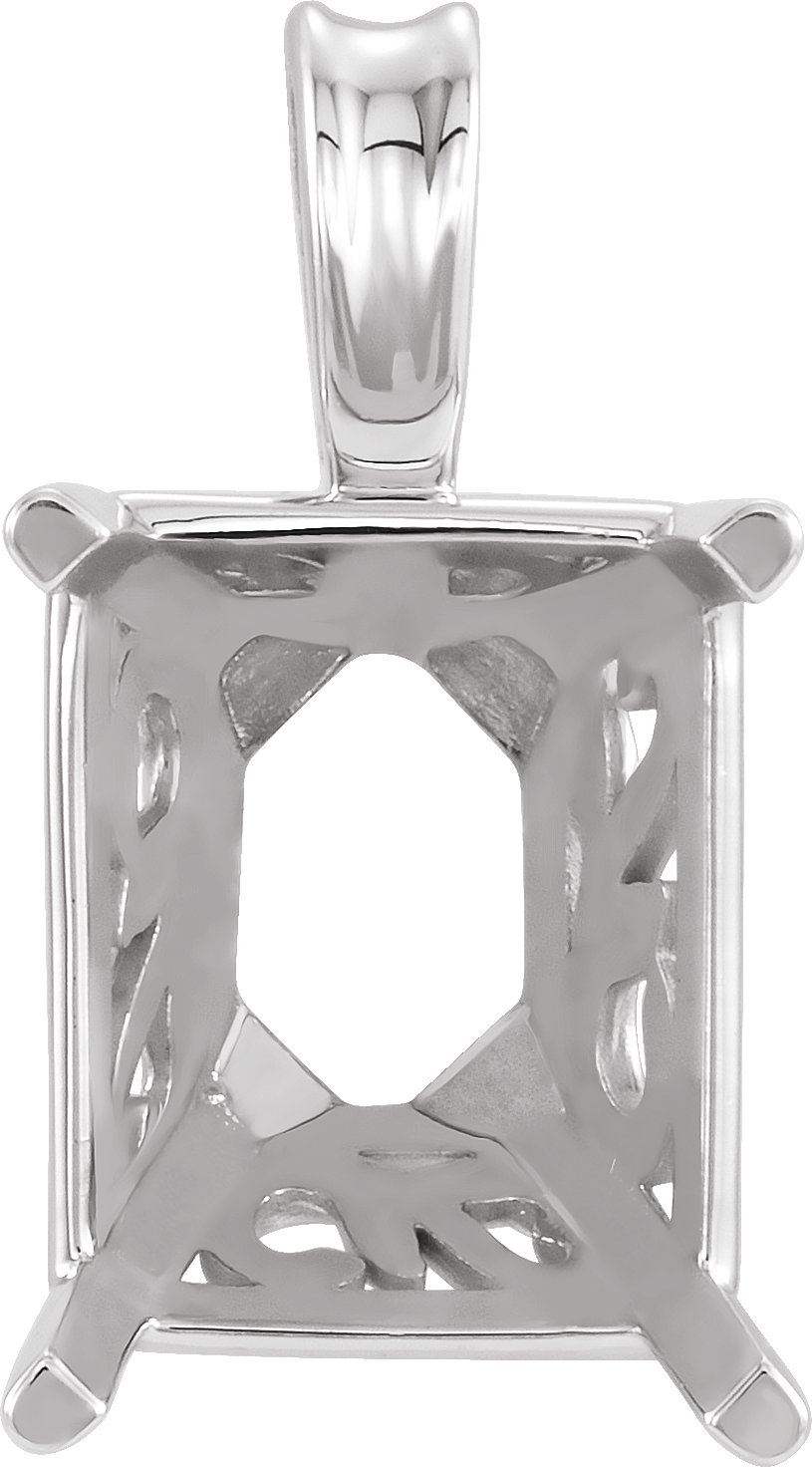 Emerald 4-Prong Laurel Scroll Pendant