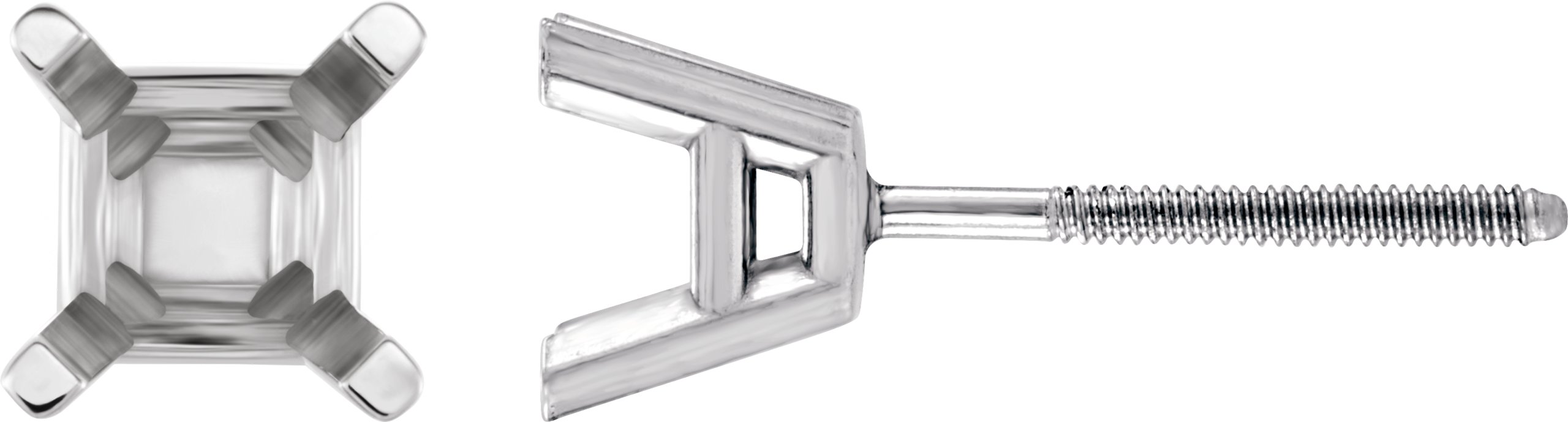 Square 4-Prong Lightweight Stud Earrings