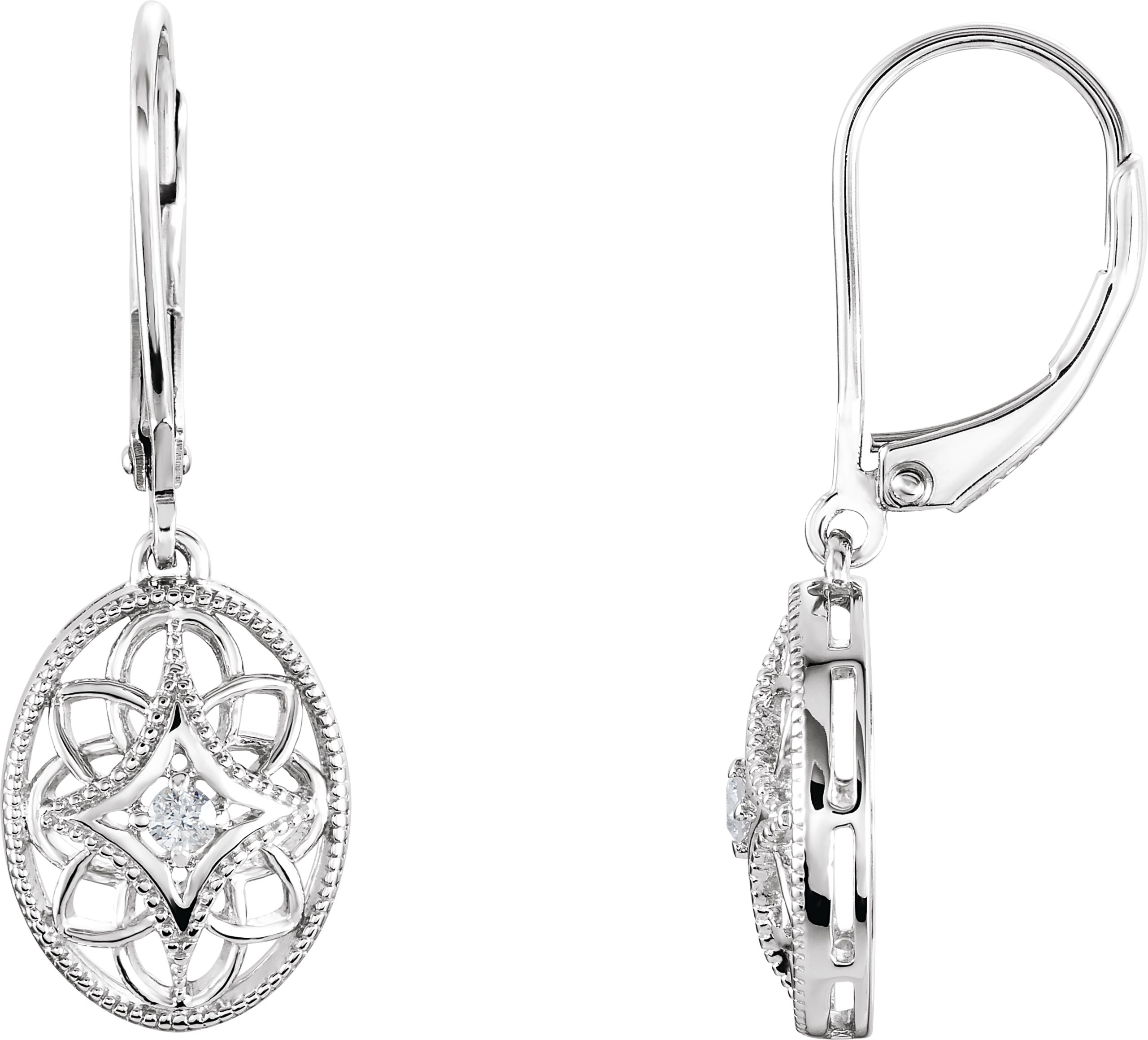 Diamond Fashion | Granulated Filigree Lever Back Earrings