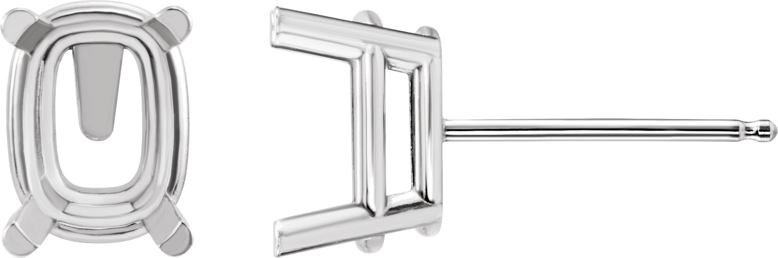 Elongated Cushion  4-Prong Stud Earrings