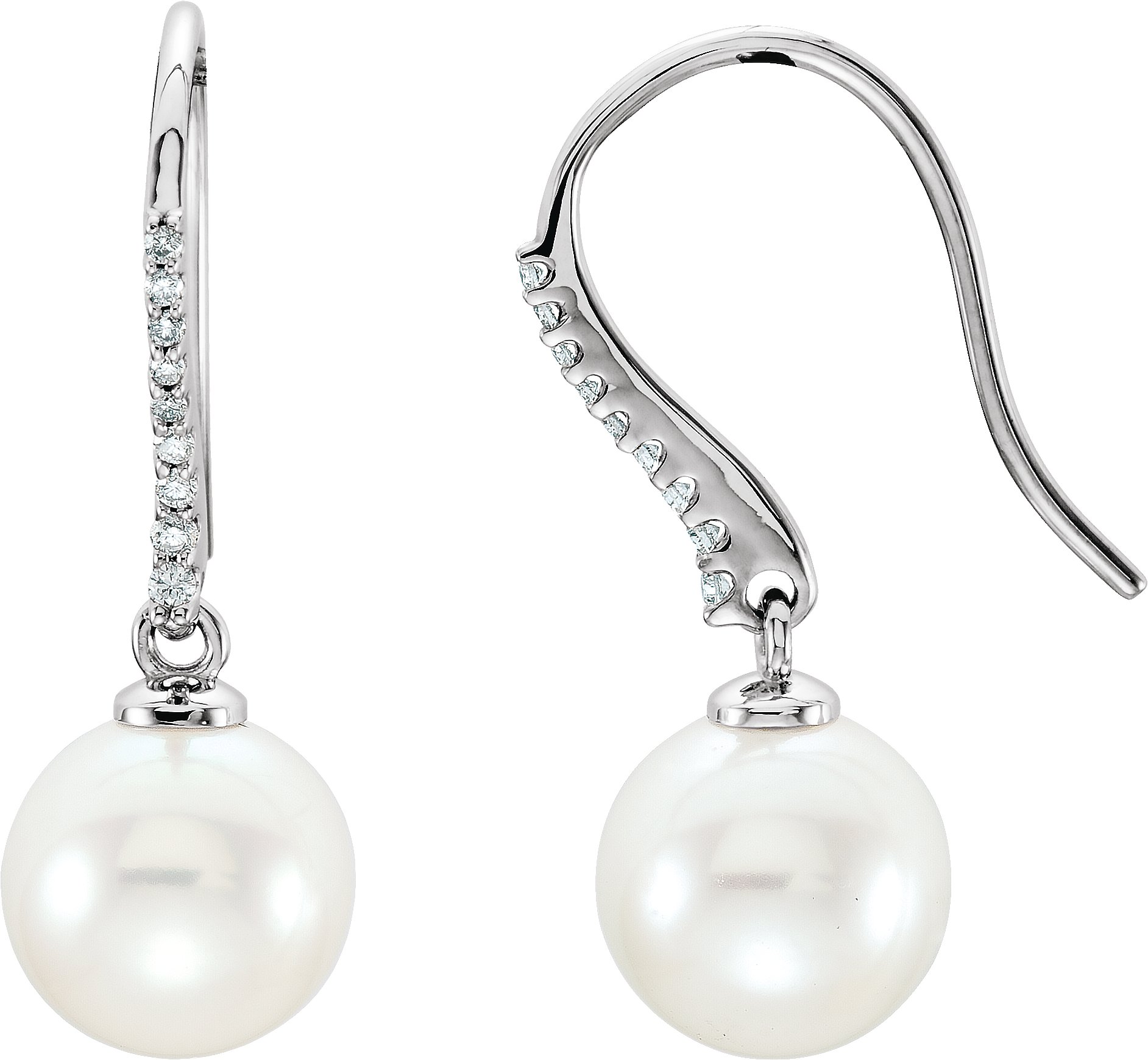 14K White Freshwater Cultured Pearl and .125 CTW Diamond Earrings Ref. 9397972