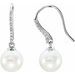 14K White Cultured White Freshwater Pearl & 1/8 CTW Natural Diamond Earrings