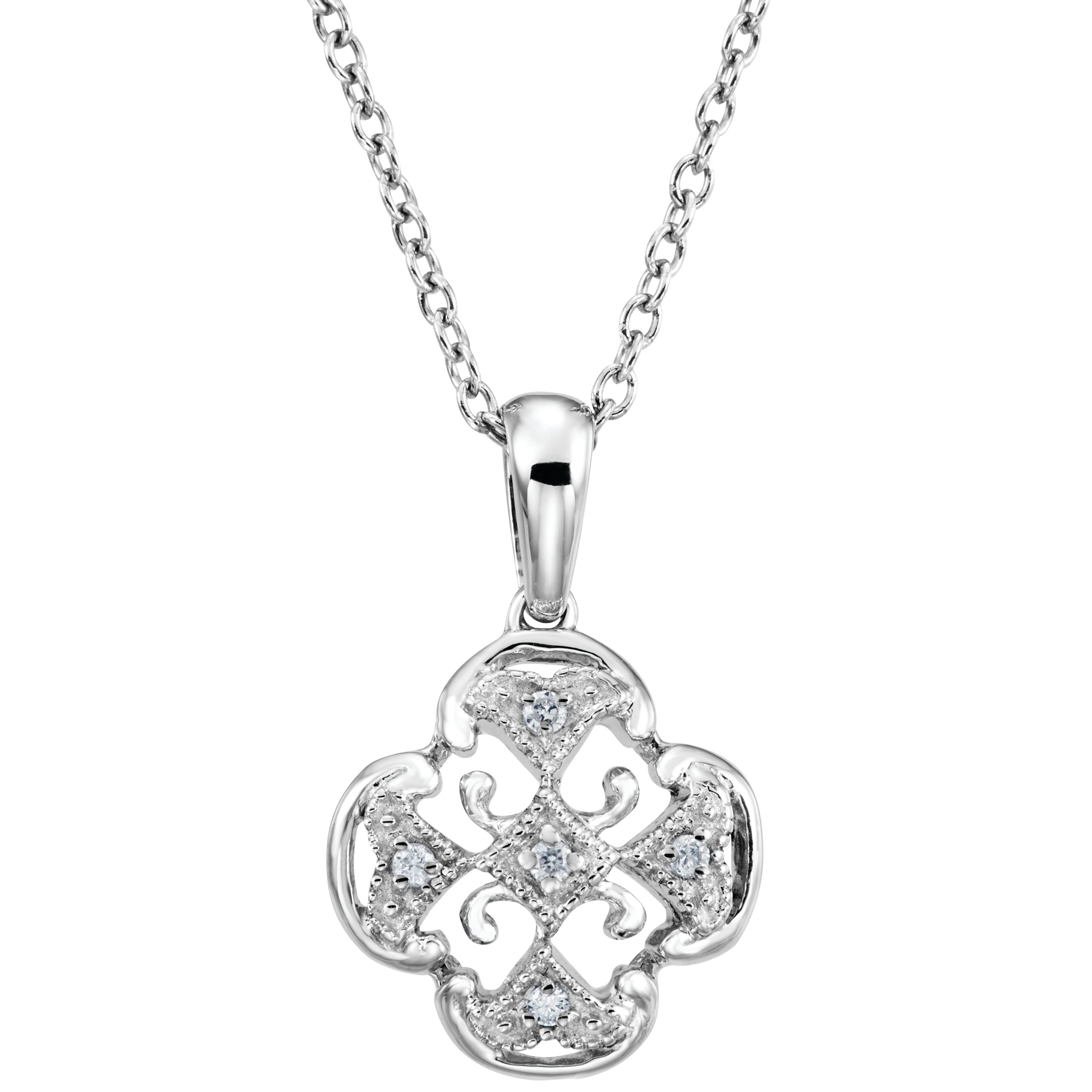 Sterling Silver .03 CTW Diamond 18 inch Necklace Ref. 2994783