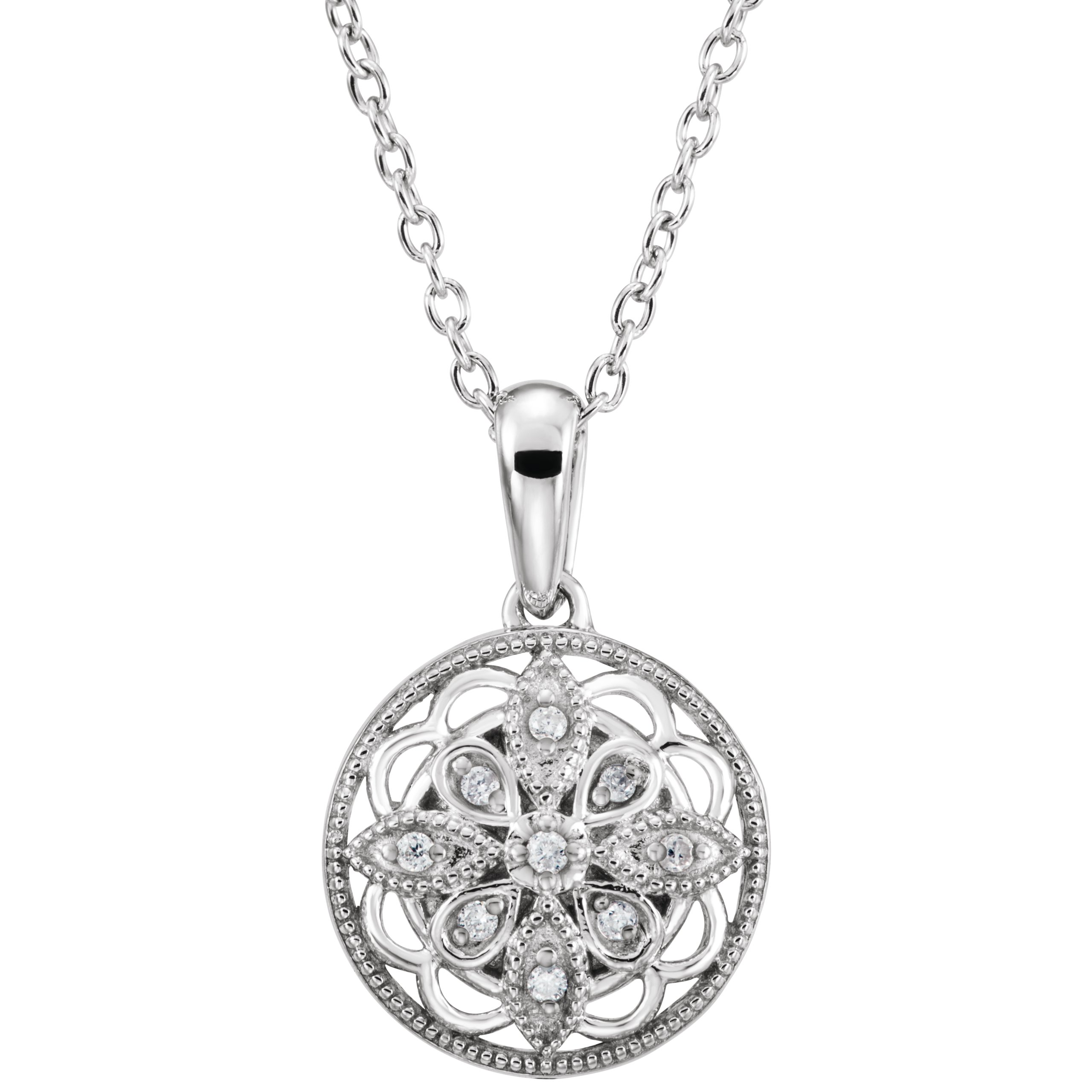 Sterling Silver .05 CTW Natural Diamond 18" Necklace