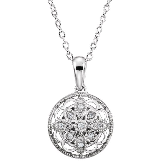 Sterling Silver .05 CTW Natural Diamond 18