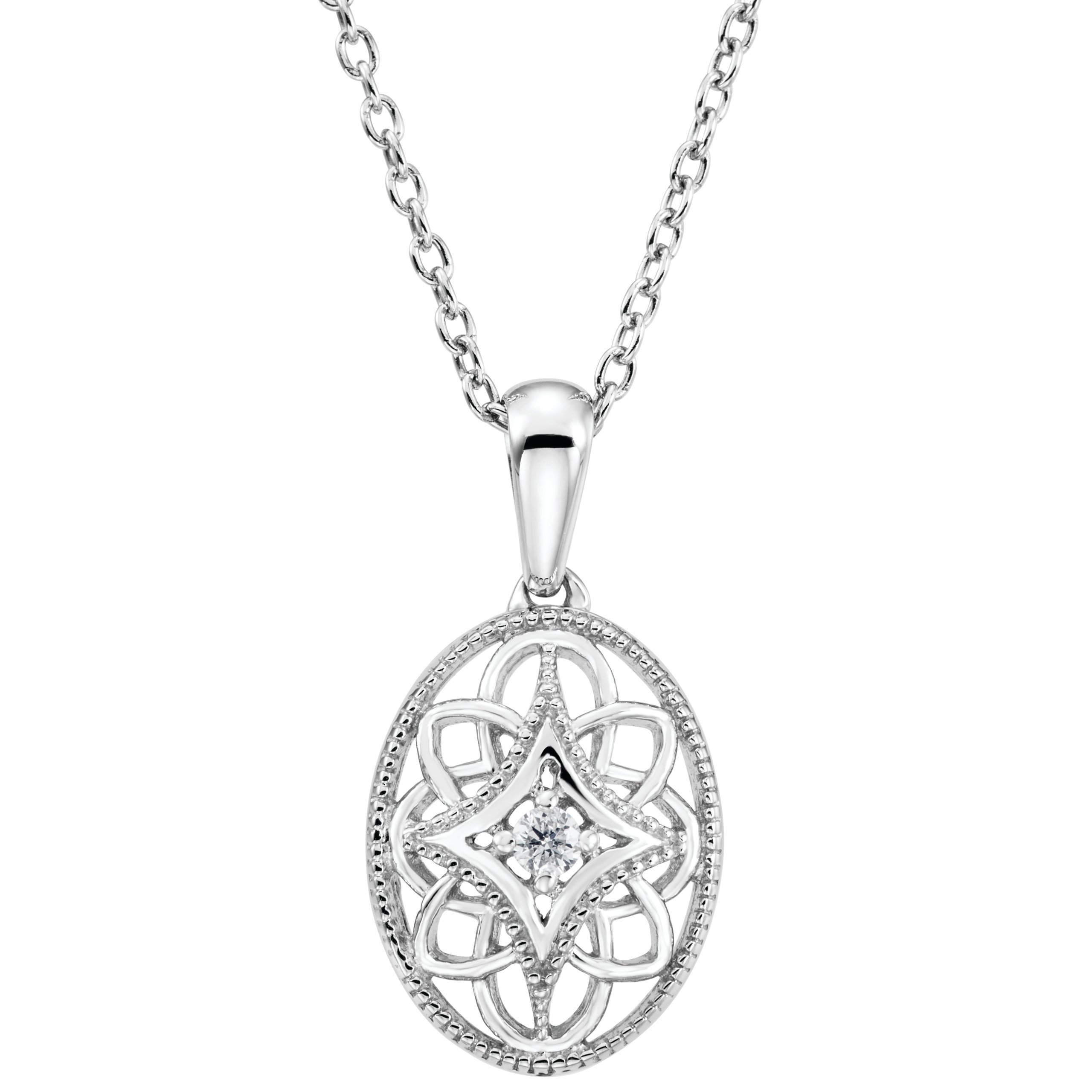 Sterling Silver .03 CT Diamond 18 inch Necklace Ref. 2995184