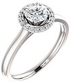 14K White 5.2 mm Round .08 CTW Natural Diamond Semi-Set Engagement Ring