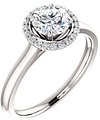 14K White 5.8 mm Round 1/10 CTW Natural Diamond Semi-Set Engagement Ring