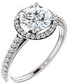 14K White 7.4 mm Round 1/3 CTW Natural Diamond Semi-Set Engagement Ring
