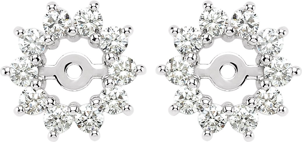 14K White 5/8 CTW Diamond Earring Jackets with 3.7mm ID