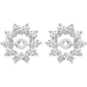14K White 5/8 CTW Diamond Earring Jackets with 3.7mm ID