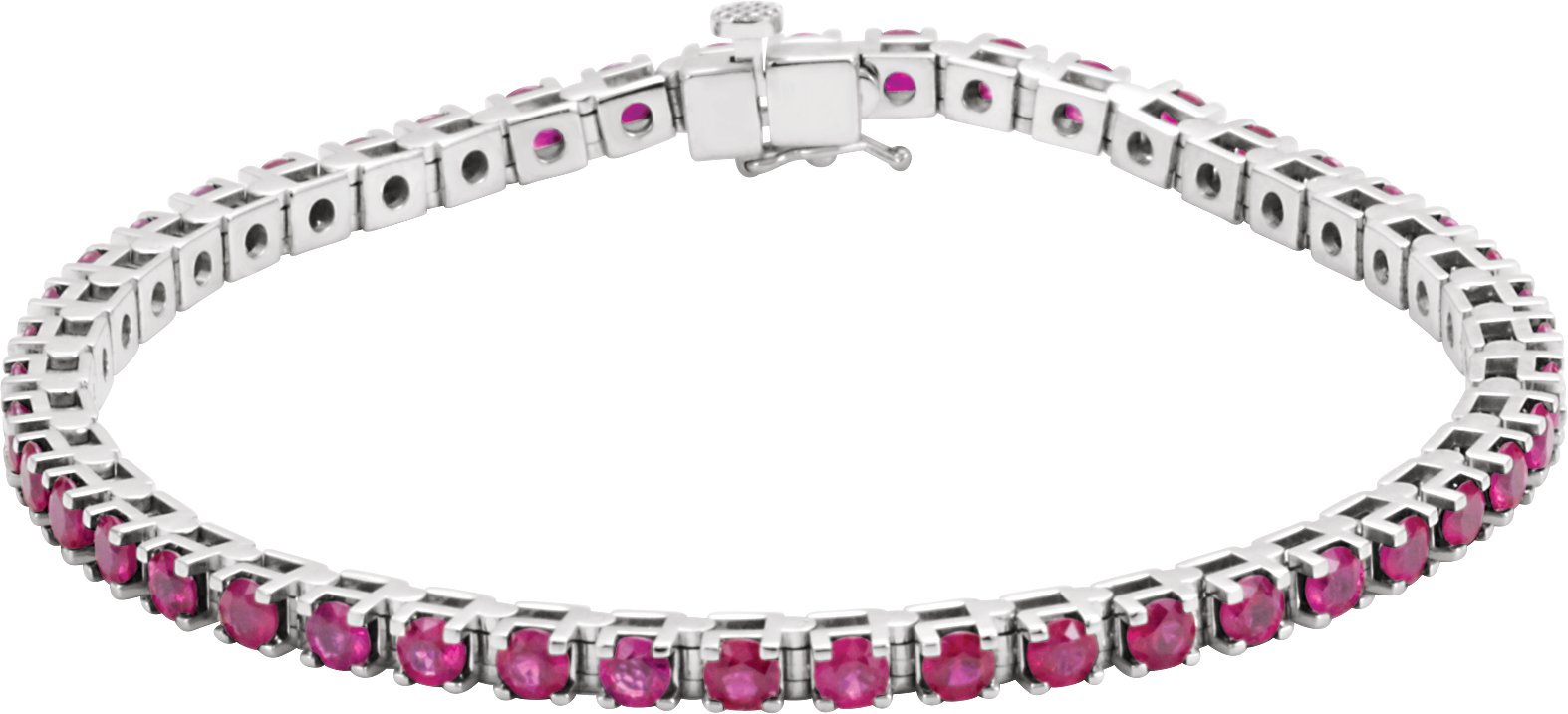 14K White Natural Ruby Line 7" Bracelet