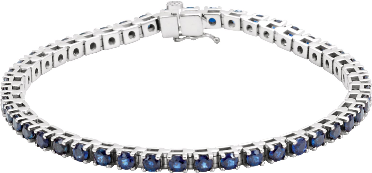 14K White Natural Blue Sapphire Line 7