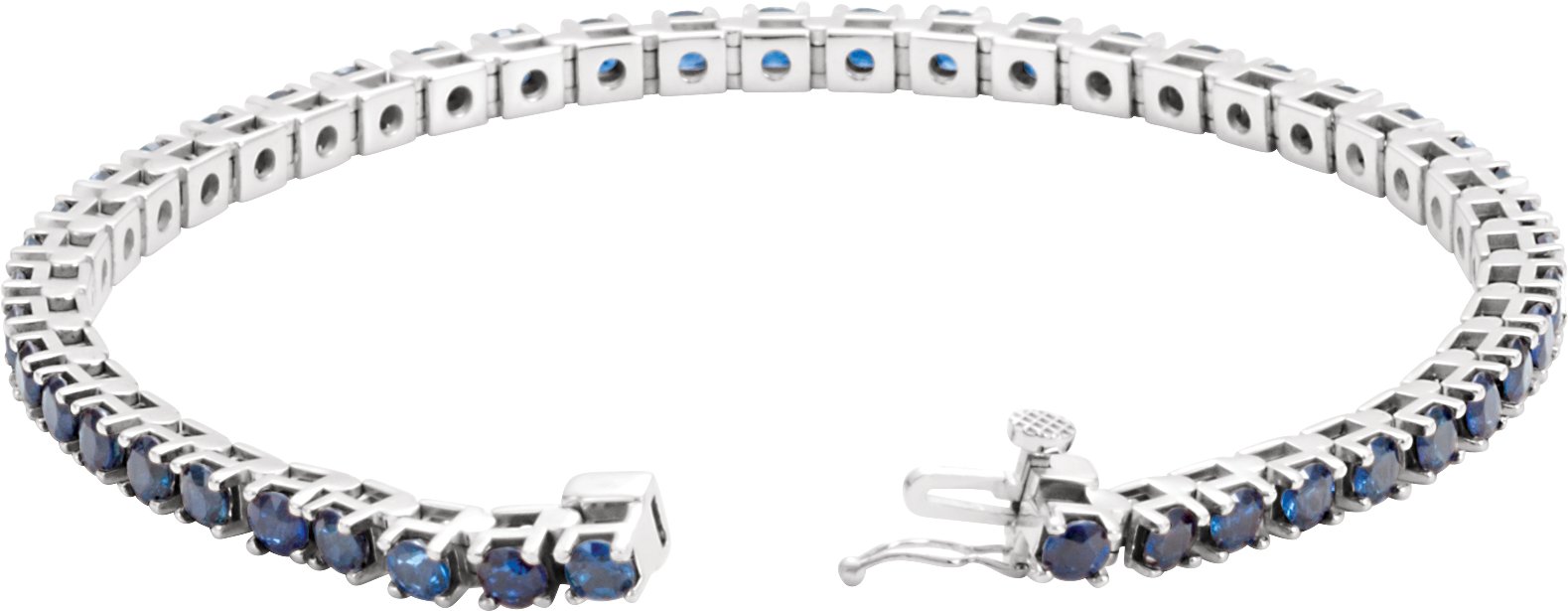 14K White Lab-Grown Blue Sapphire Line 7 Bracelet