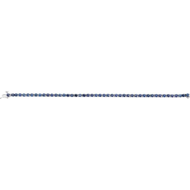 14K White Natural Blue Sapphire Line 7 Bracelet